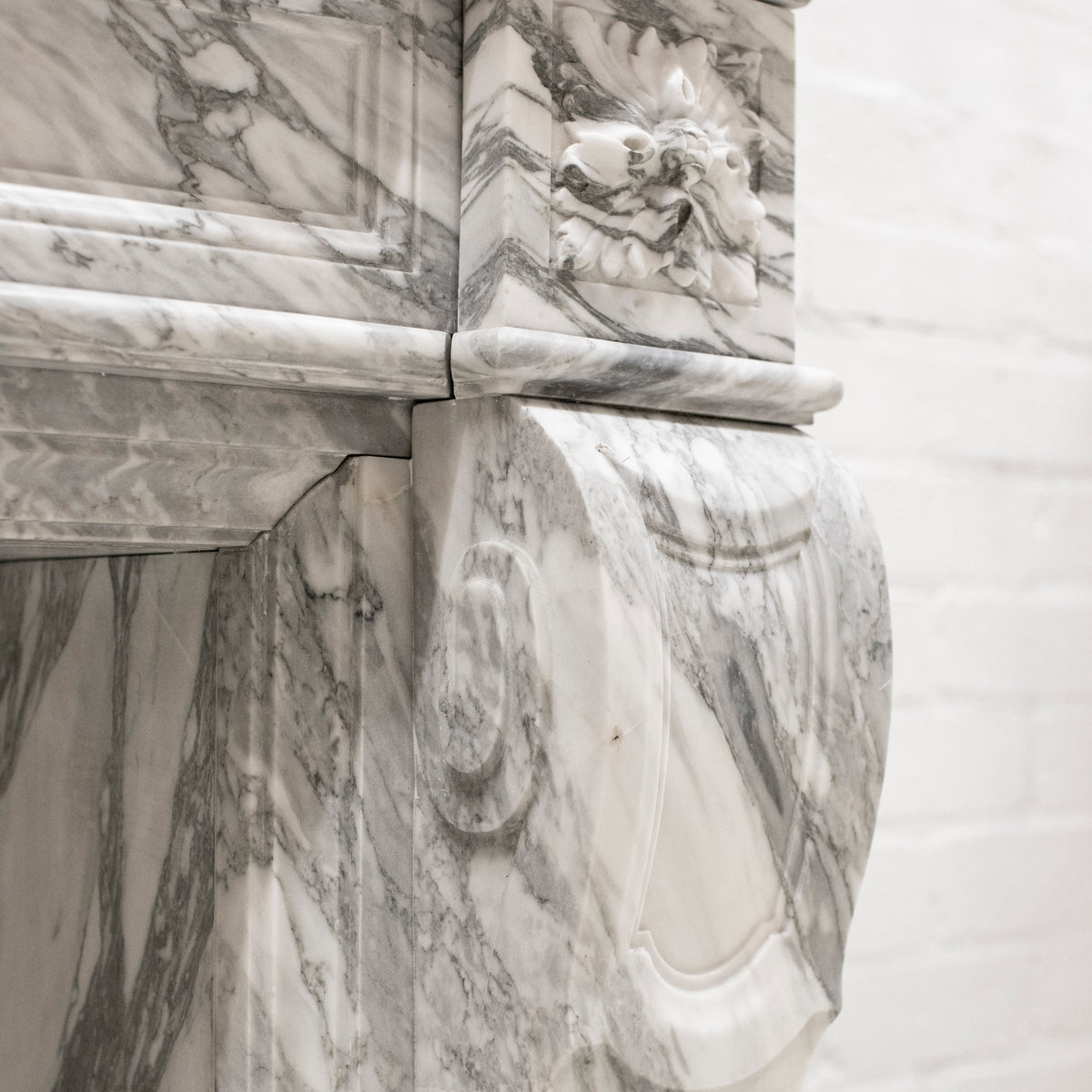 Louis XVI Style Italian Arabescato Marble Fireplace | The Architectural Forum