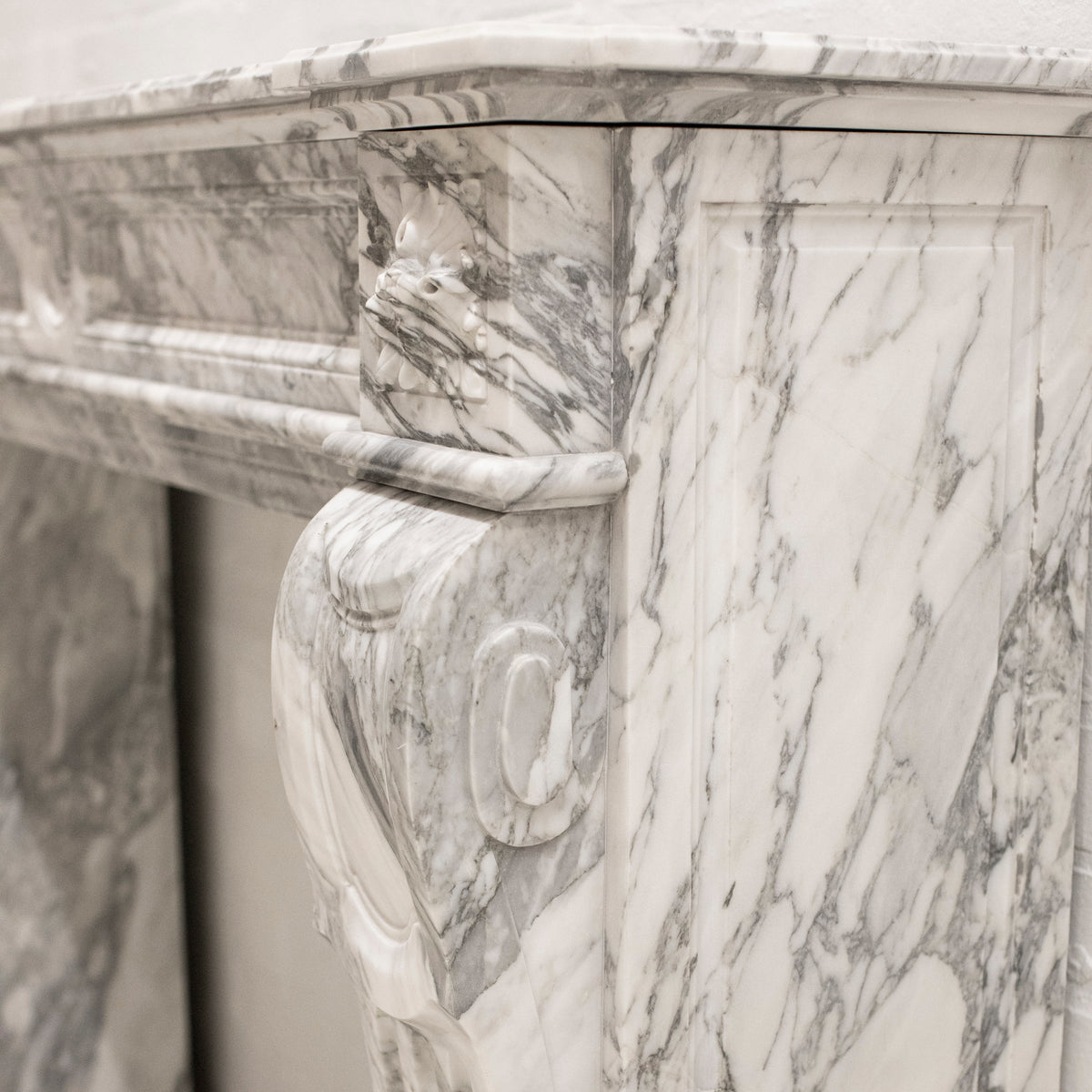 Louis XVI Style Italian Arabescato Marble Fireplace | The Architectural Forum