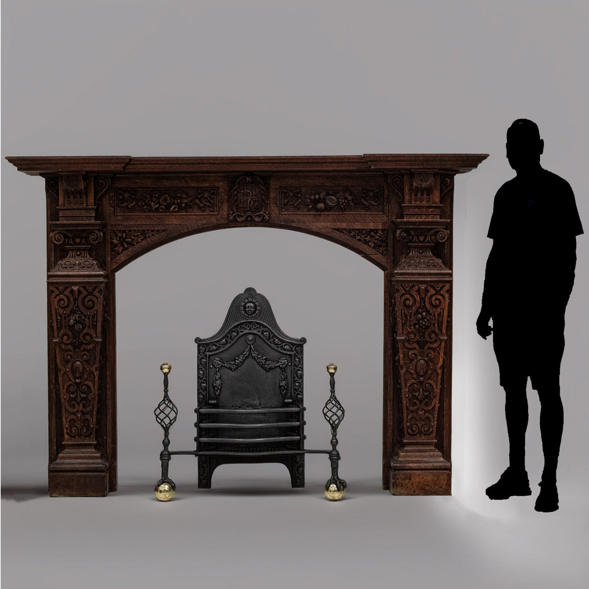 Monumental Antique Arts &amp; Crafts Carved Oak Fireplace Surround | The Architectural Forum
