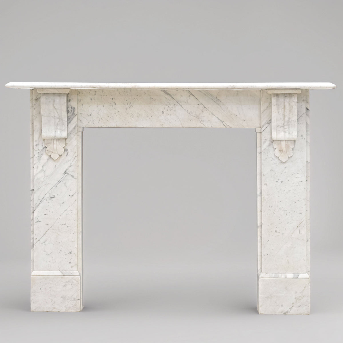 Antique Carrara Marble Fireplace Surround with Corbels