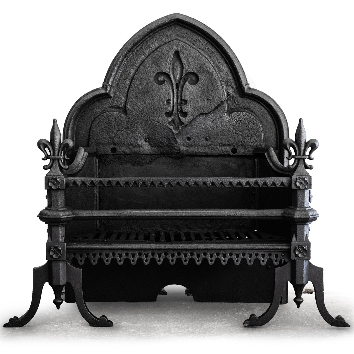 Antique Gothic Revival Cast Iron Fire Basket | The Architectural Forum