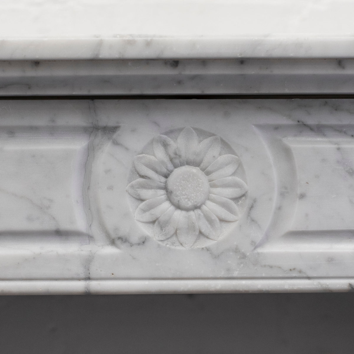 Reclaimed Louis XVI Style Carved Marble Fireplace in Carrara Marble | The Architectural Forum