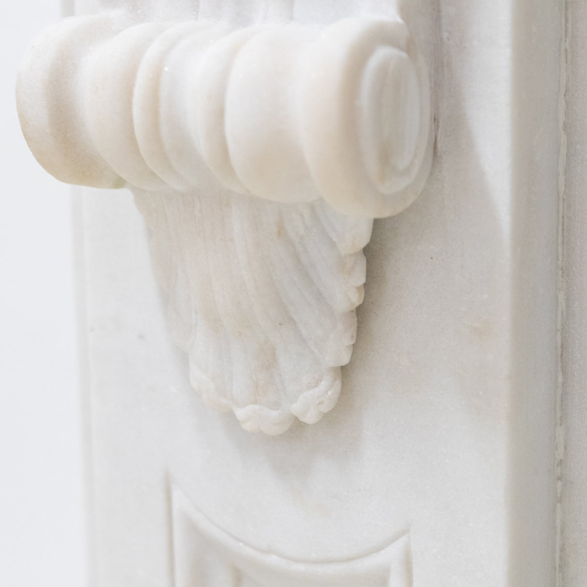 Reclaimed Statuary Marble Victorian Style Chimneypiece with Corbels