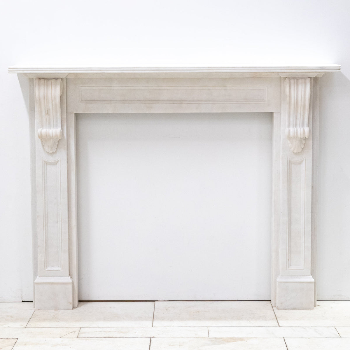 Reclaimed Statuary Marble Victorian Style Chimneypiece with Corbels