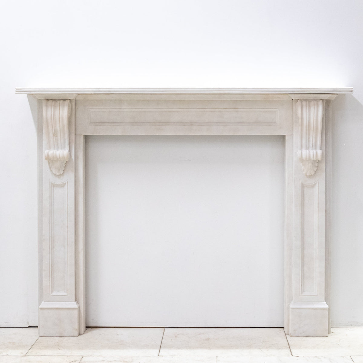 Reclaimed Statuary Marble Victorian Style Chimneypiece with Corbels