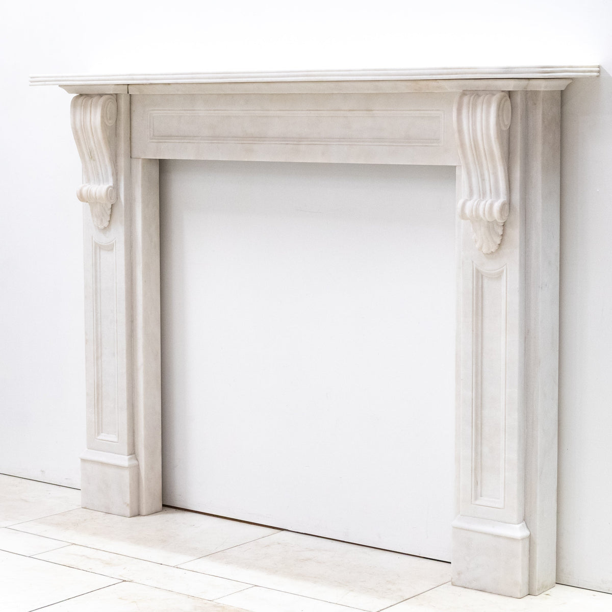 Reclaimed Statuary Marble Victorian Style Chimneypiece with Corbels