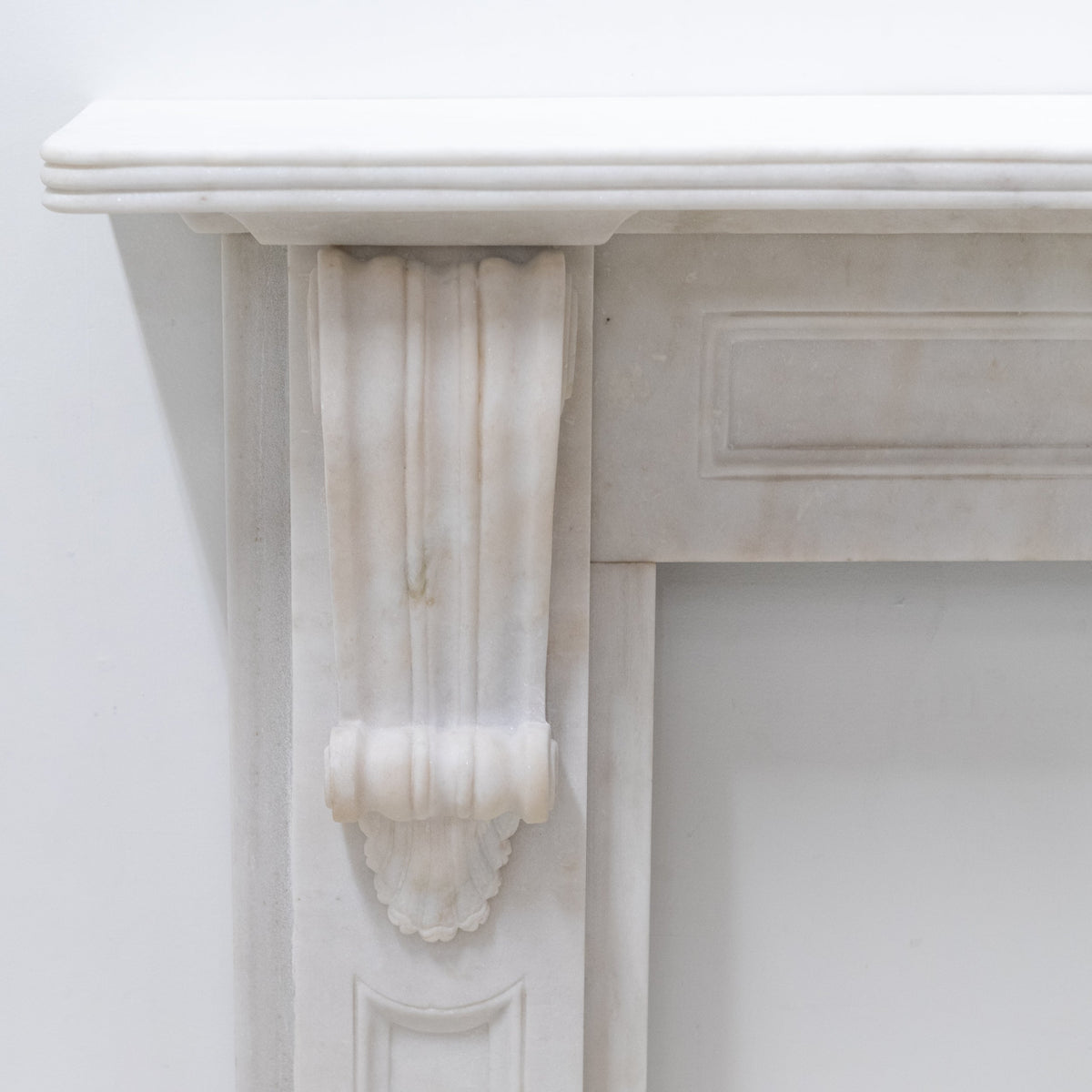 Reclaimed Statuary Marble Victorian Style Chimneypiece with Corbels