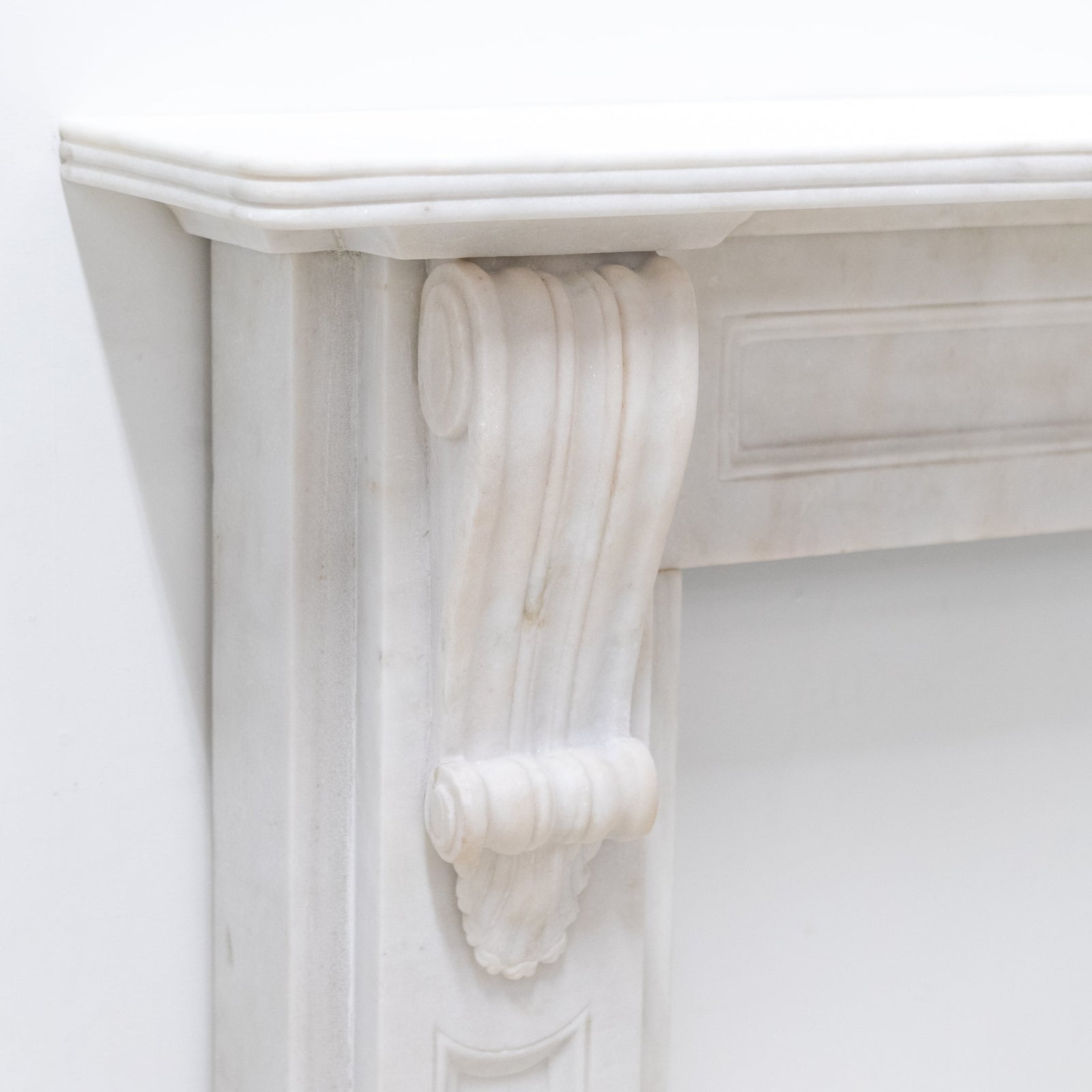 Reclaimed Statuary Marble Victorian Style Chimneypiece with Corbels