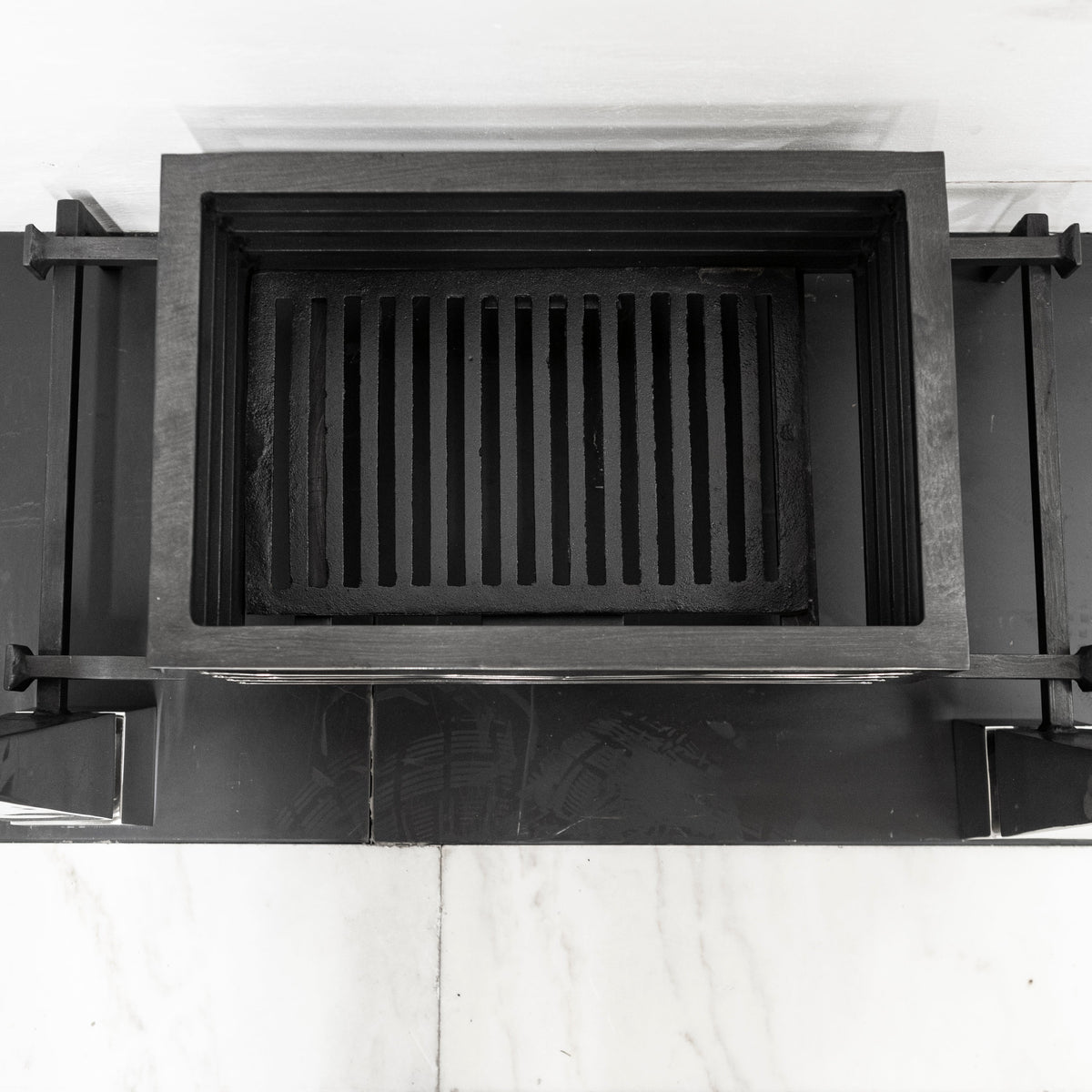 Reclaimed Polished Fire Dogs &amp; Basket | The Architectural Forum