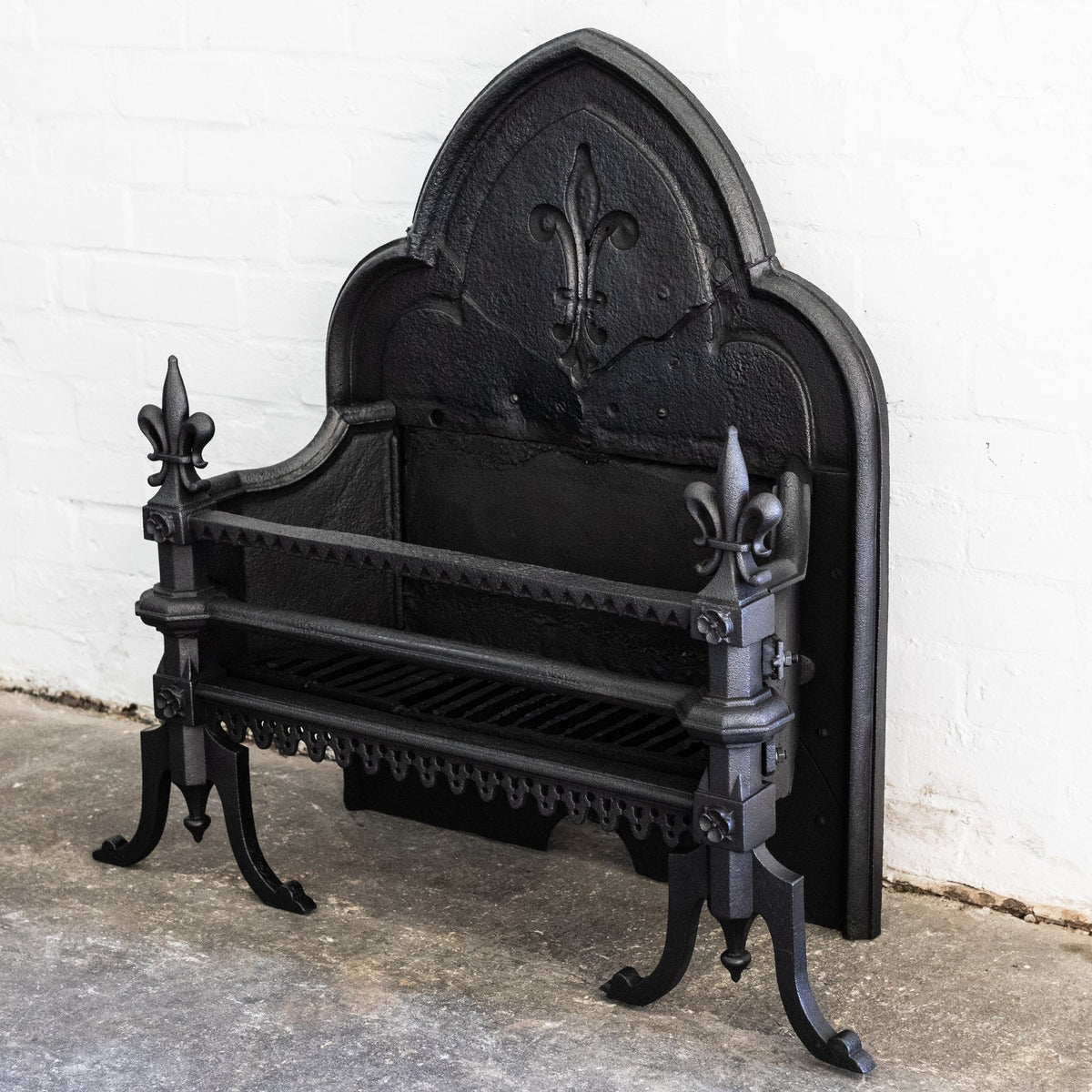 Antique Gothic Revival Cast Iron Fire Basket | The Architectural Forum