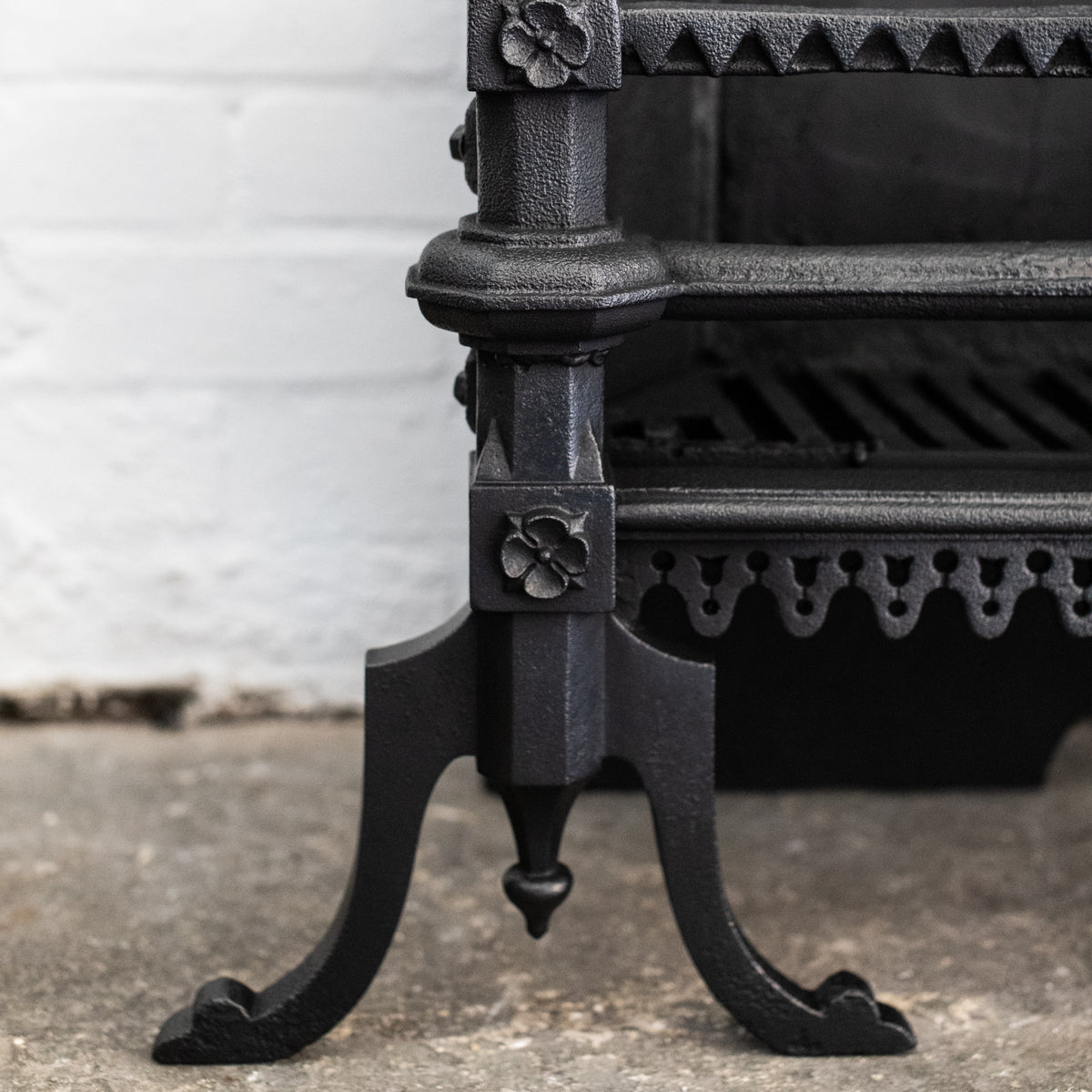 Antique Gothic Revival Cast Iron Fire Basket | The Architectural Forum