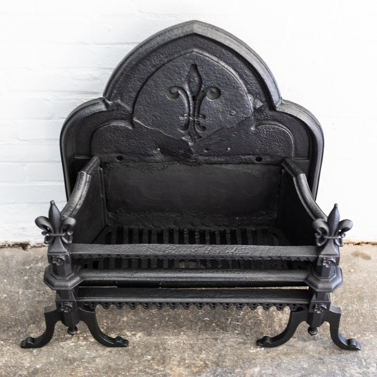 Antique Gothic Revival Cast Iron Fire Basket | The Architectural Forum