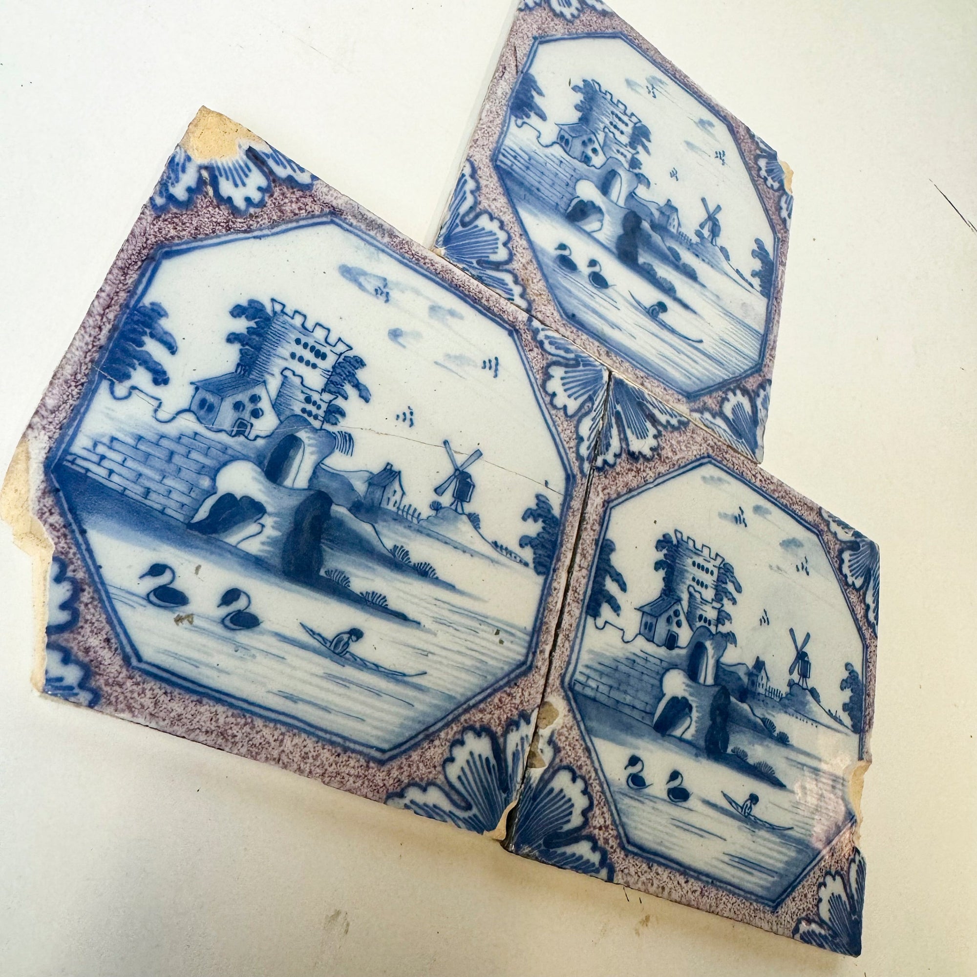 Antique Manganese Blue Dutch Delft Tiles | The Architectural Forum