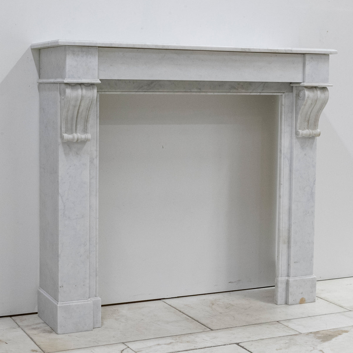 Antique Carrera Marble Fireeplace Surround with Corbels | The Architectural Forum