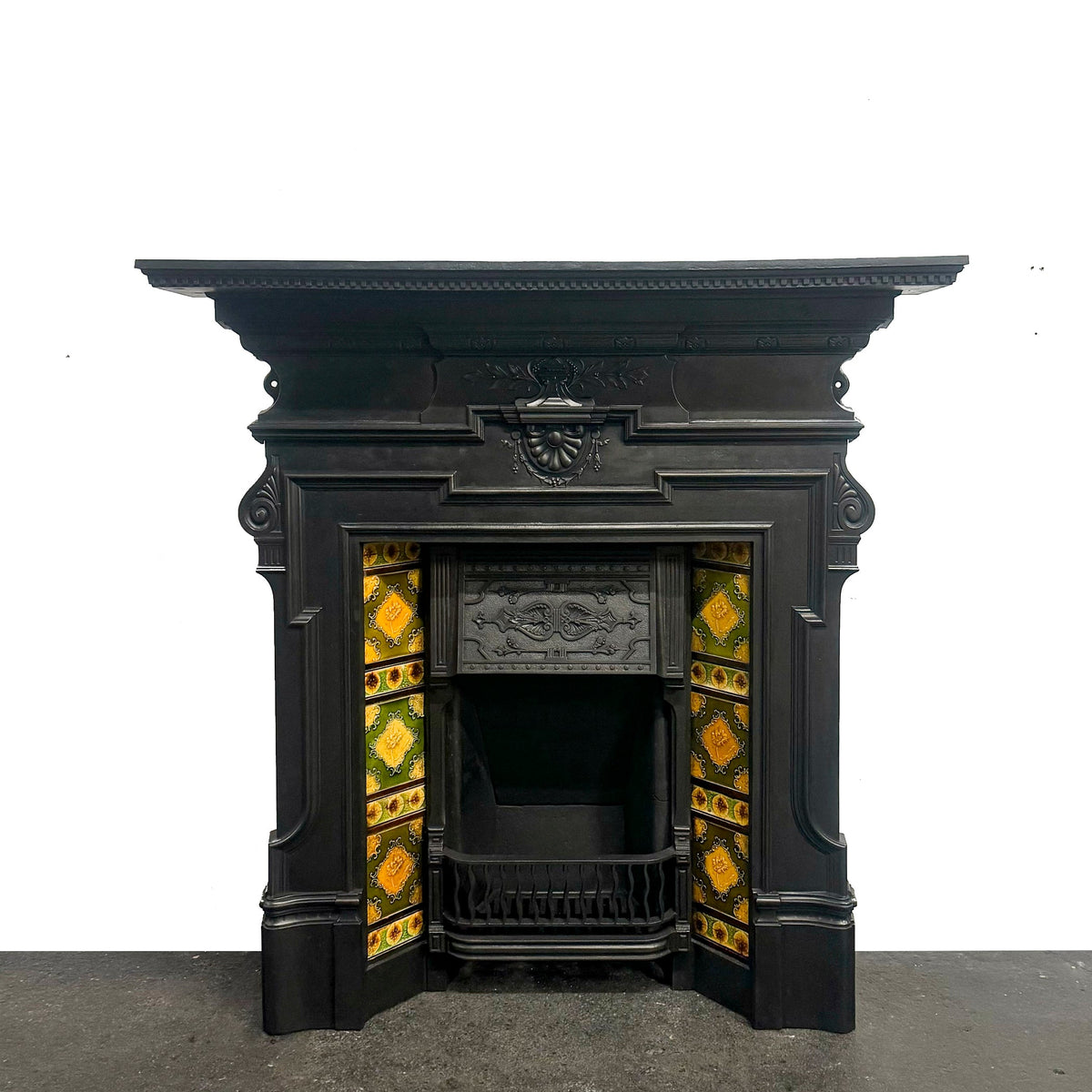 Antique Victorian Tiled Cast Iron Combination Fireplace | The Architectural Forum