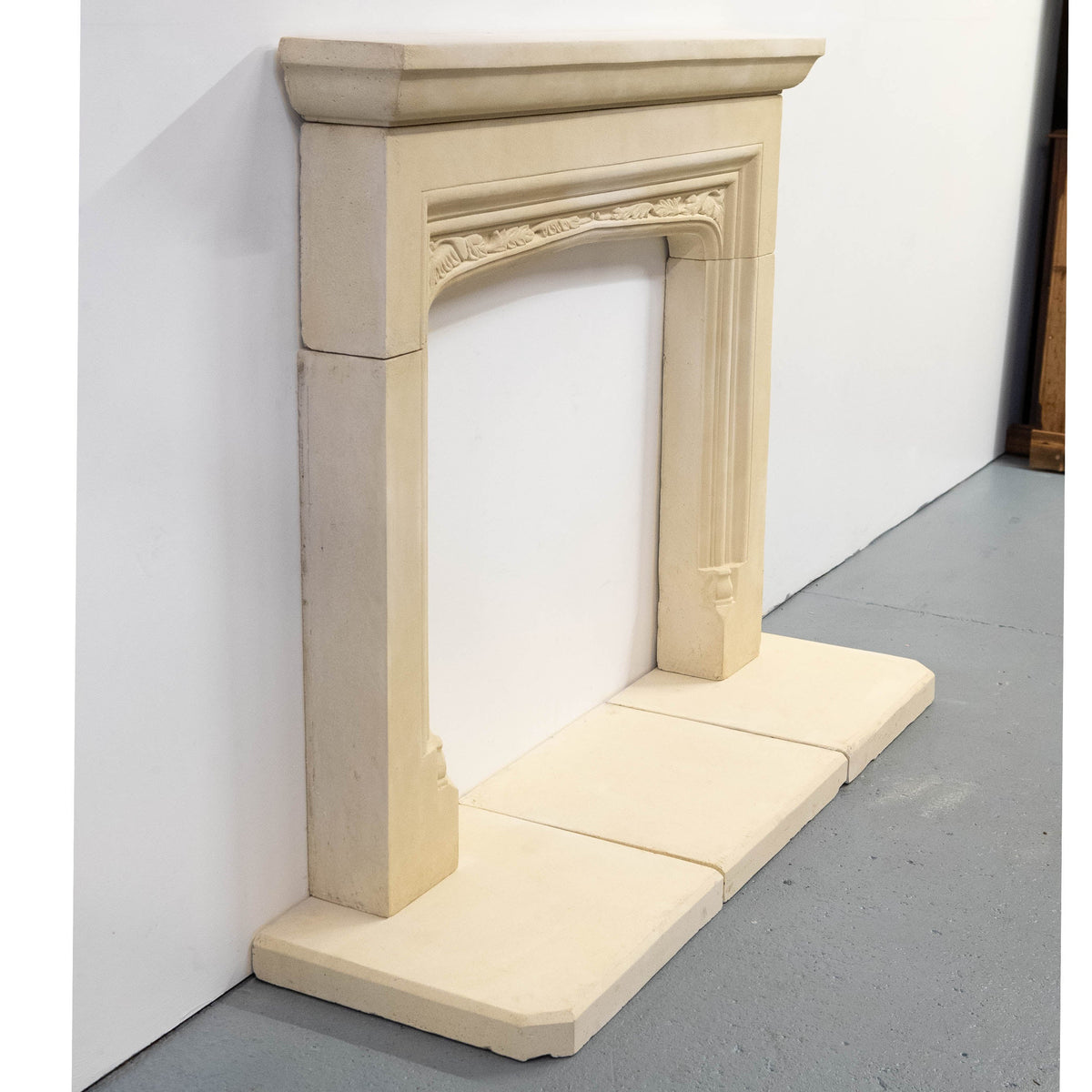 Reclaimed Gothic Revival Style Stone Fireplace Surround with Hearth | The Architectural Forum