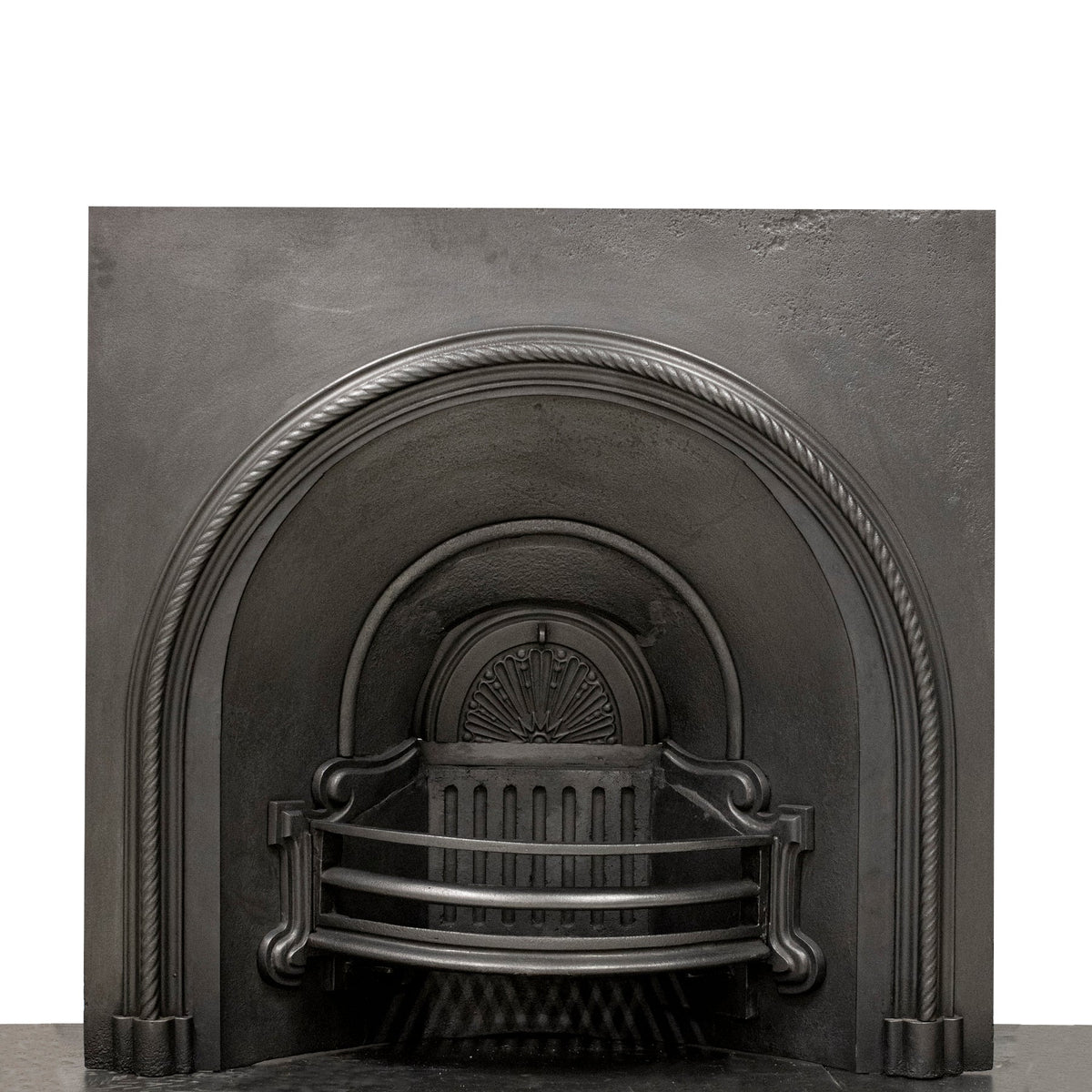 Antique Victorian Cast Iron Rope Detail Arched Fireplace Insert | The Architectural Forum