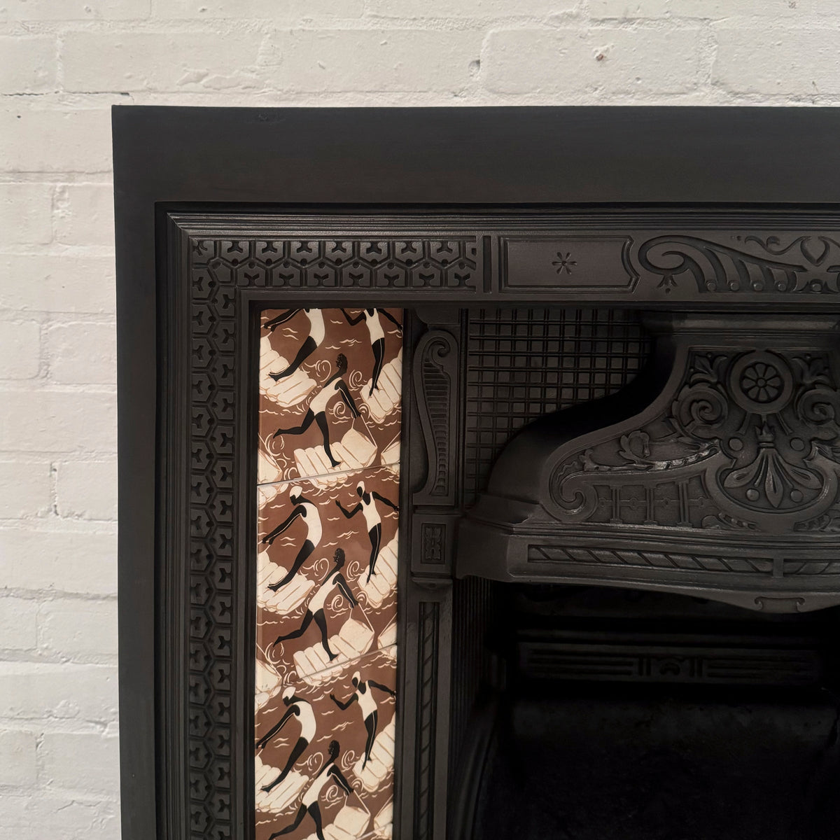 Antique Victorian Tiled Cast Iron Fireplace Insert | The Architectural Forum