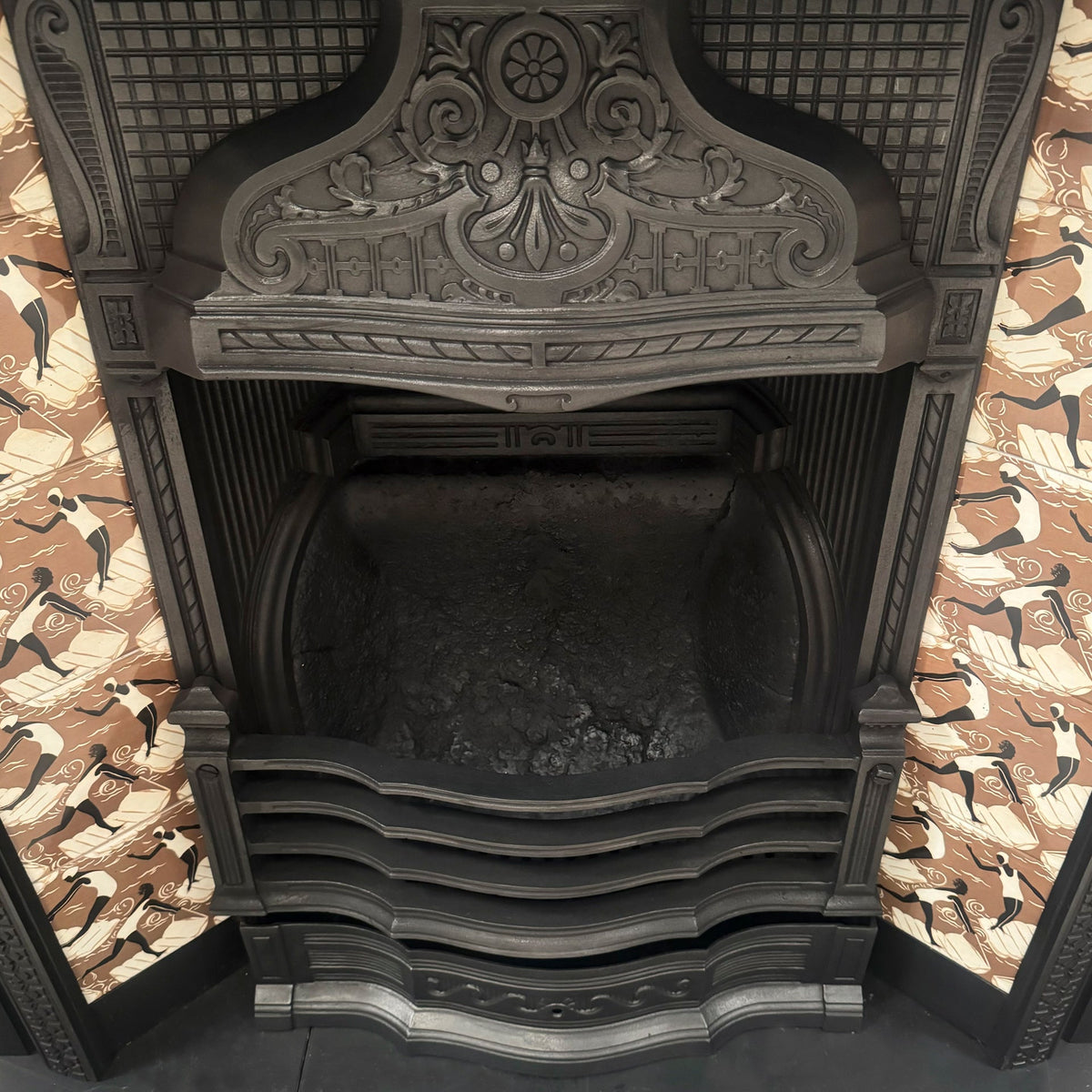 Antique Victorian Tiled Cast Iron Fireplace Insert | The Architectural Forum