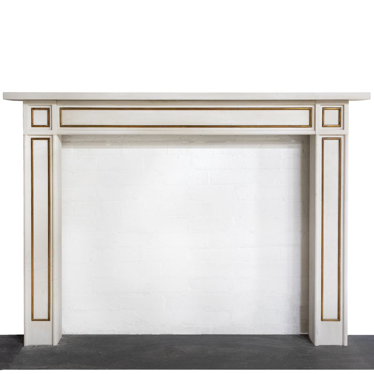 Reclaimed Statuary Marble Fireplace Surround with Brass Detail | The Architectural Forum