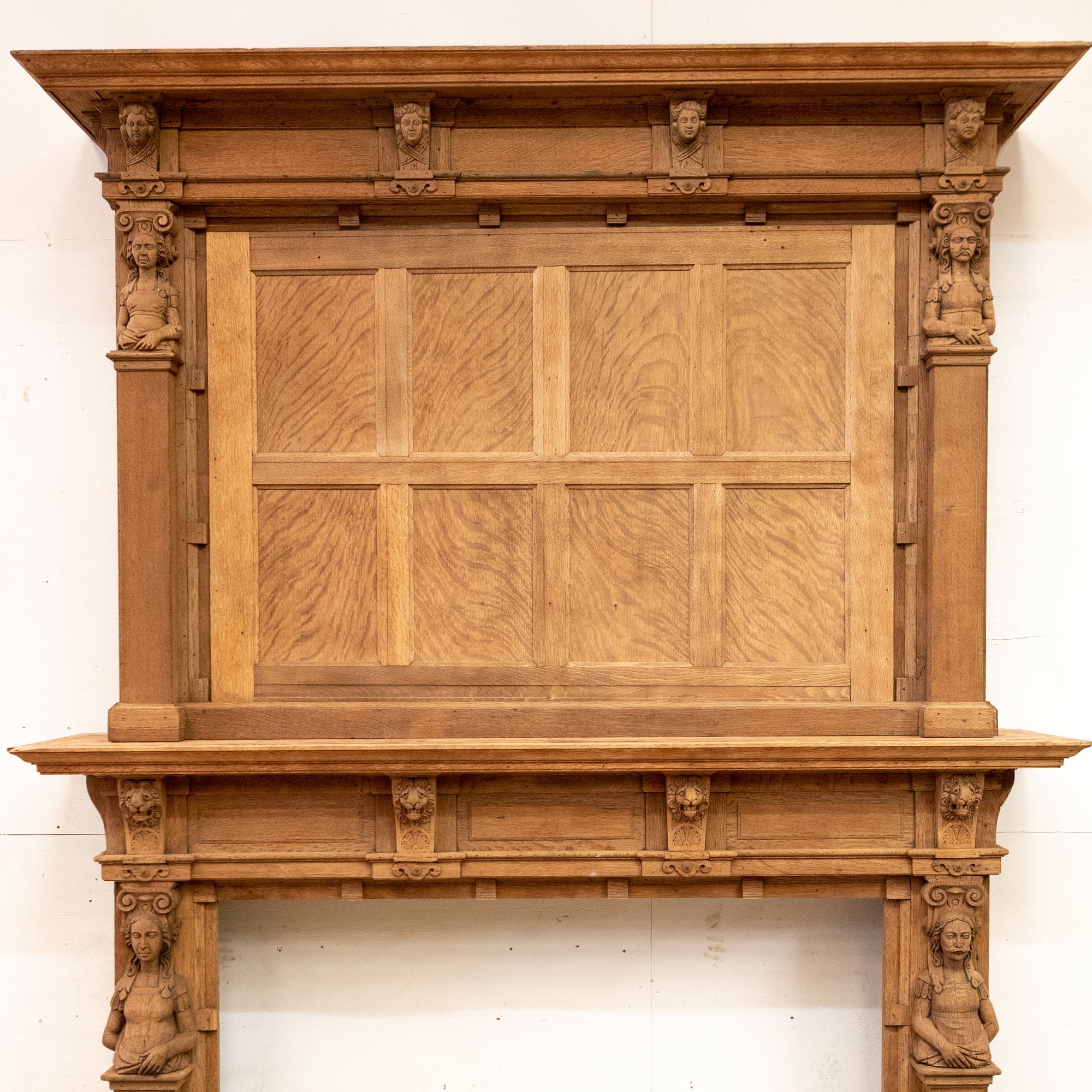 Spectacular Carved Oak Jacobean Style Fireplace with Overmantle | The Architectural Forum