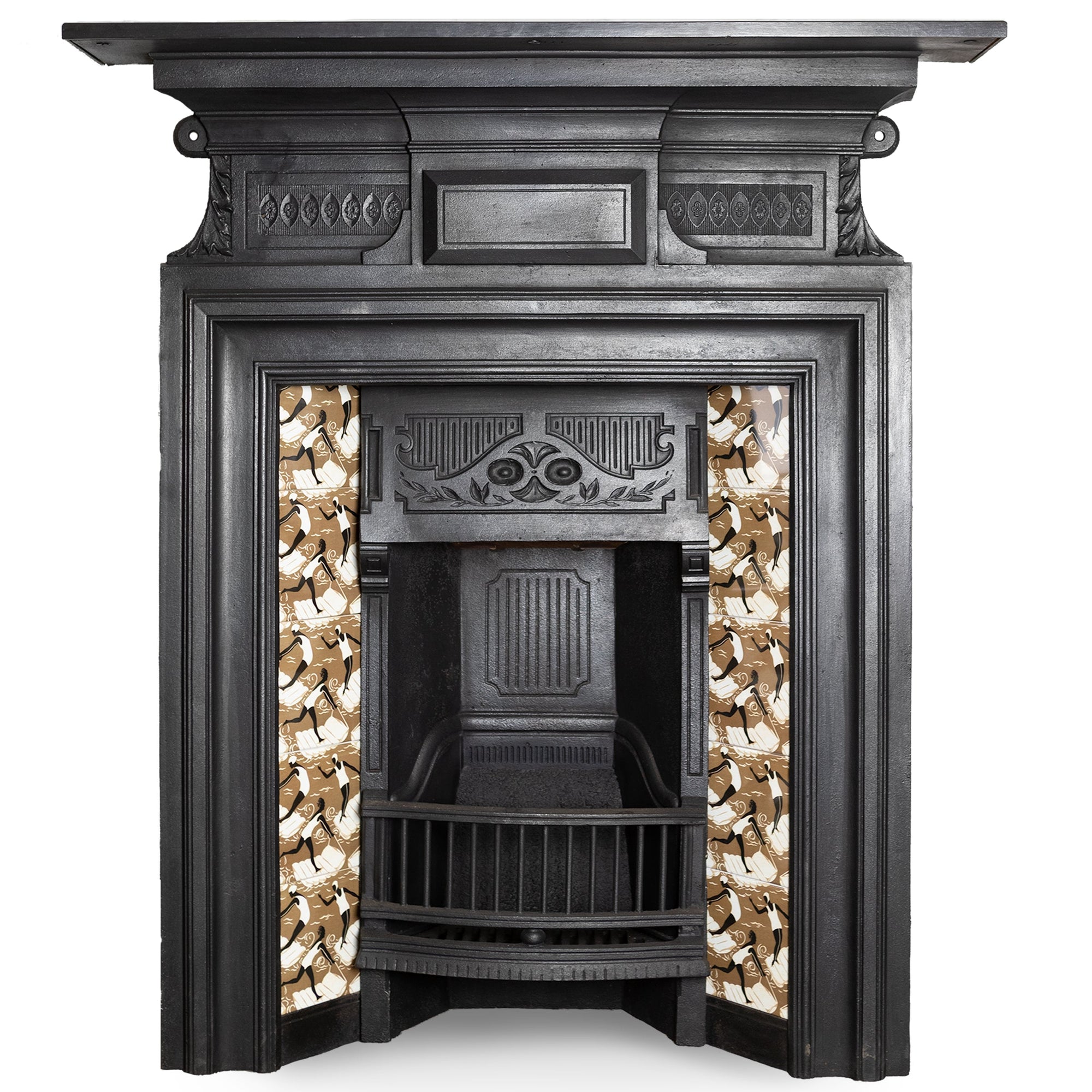Antique Cast Iron Combination Fireplace with Swimming Lady Tiles | The Architectural Forum