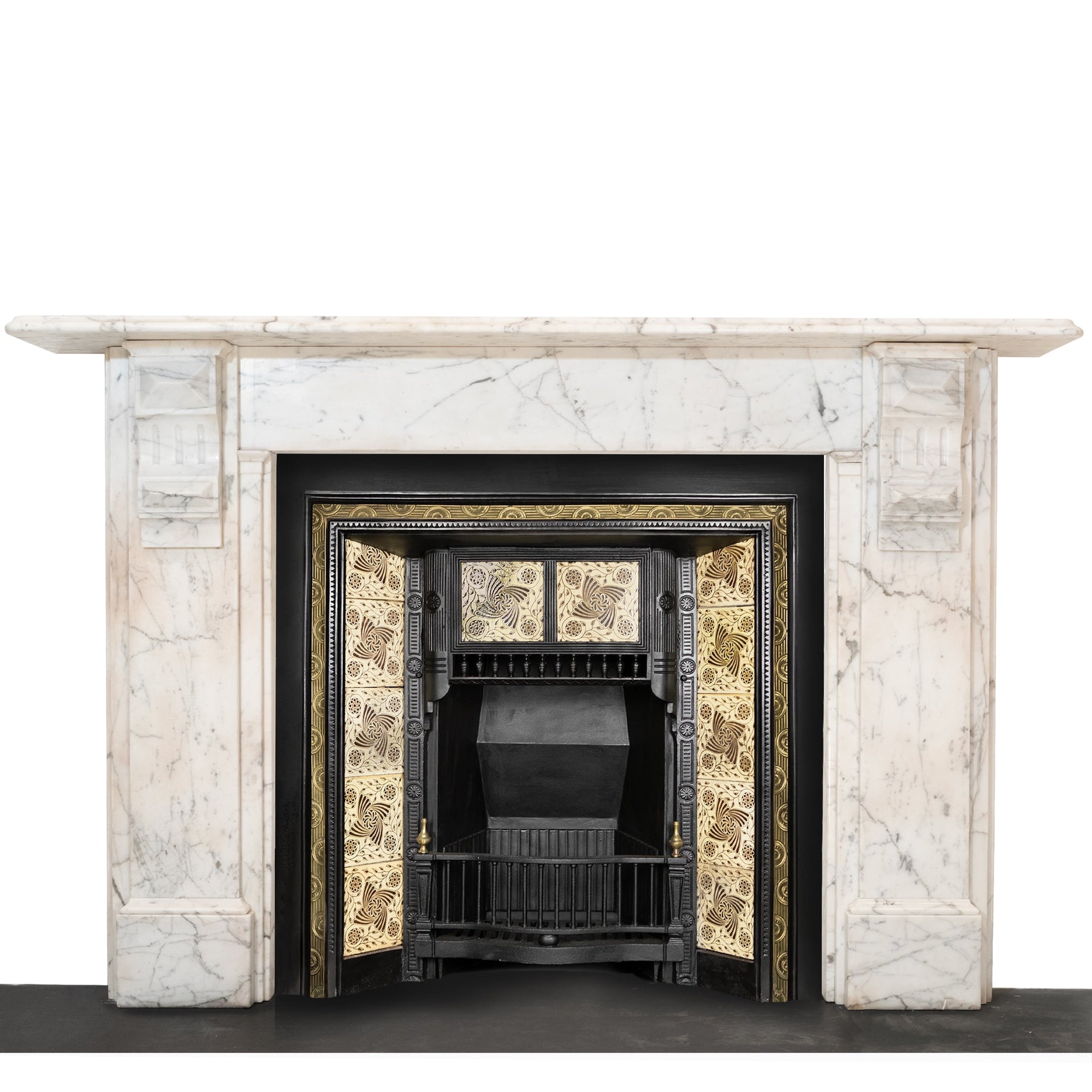 Antique Carrara Marble Fireplace Surround with Corbels (Pair Available) | The Architectural Forum