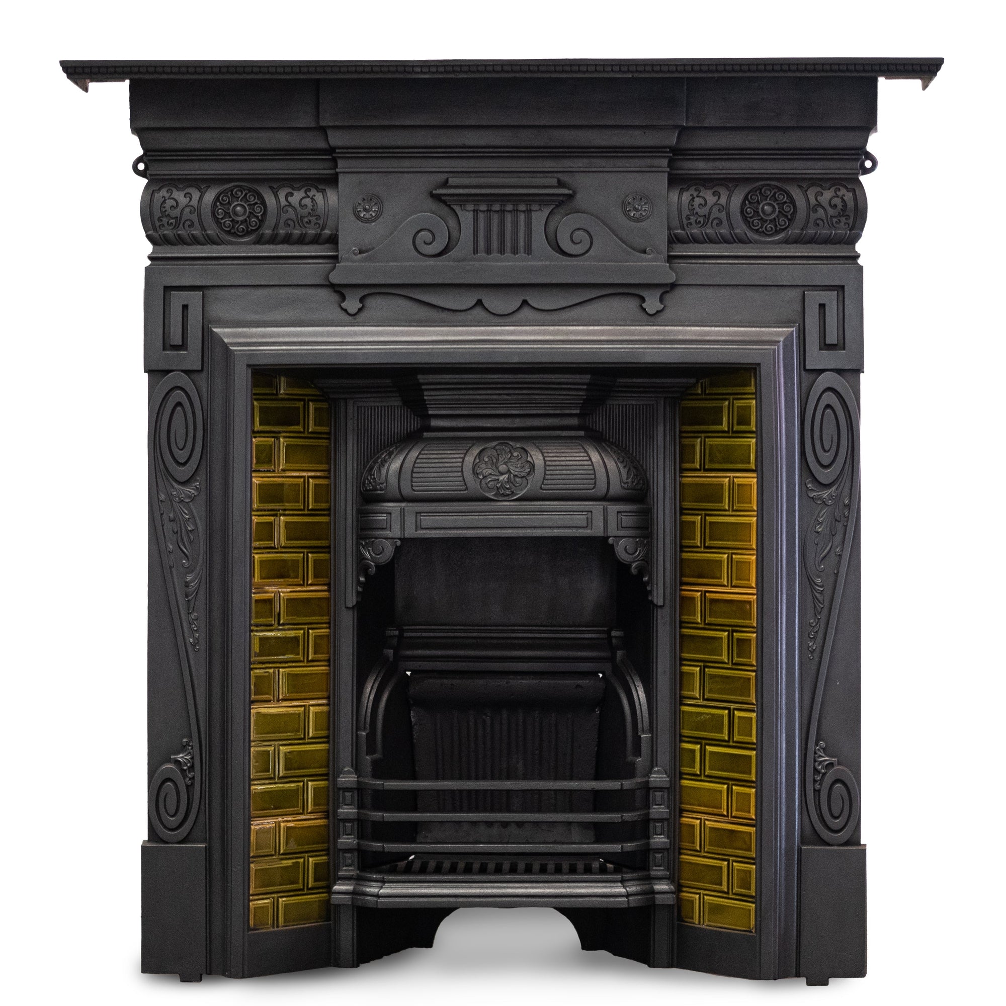 Antique Victorian Combination Fireplace with Green Tiles | The Architectural Forum