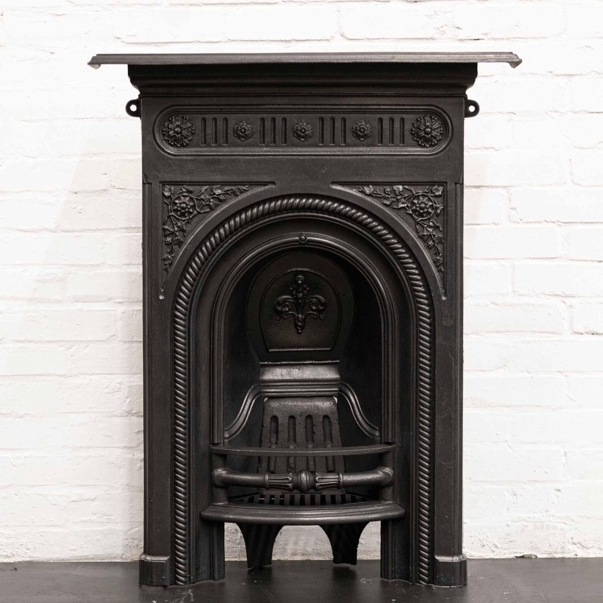 Antique Cast Iron Combination Fireplace with Florals | The Architectural Forum